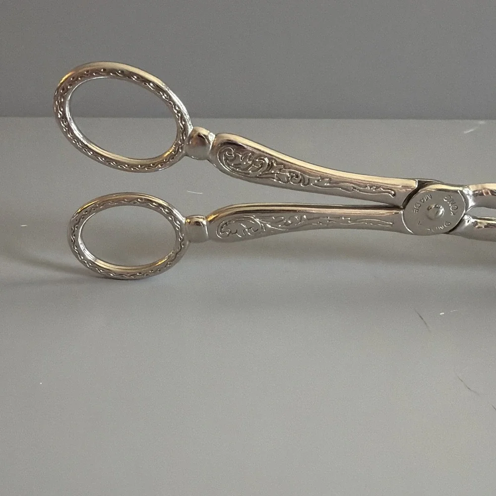 Vintage Leonard Silver Plated Serving Tongs- Scissor Style Asparagus Pastry